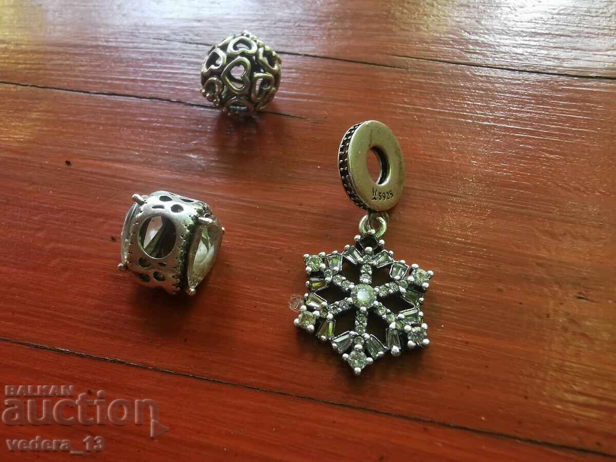 Silver Pandora bracelet - 2 pieces AND charms with price 180.00 BGN | € 92.03