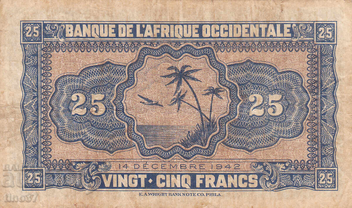 Auction  tino37 - FRENCH WEST AFRICA - 25 FRANCS - 1942