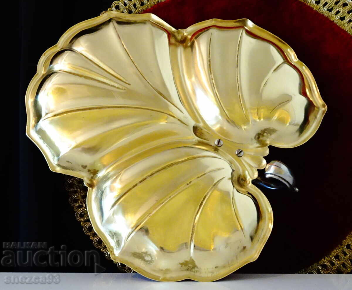 Bronze plate, vine leaf, 27 cm, 440 g - 5 Bronze plate, vine leaf, 27 cm, 440 g - 5