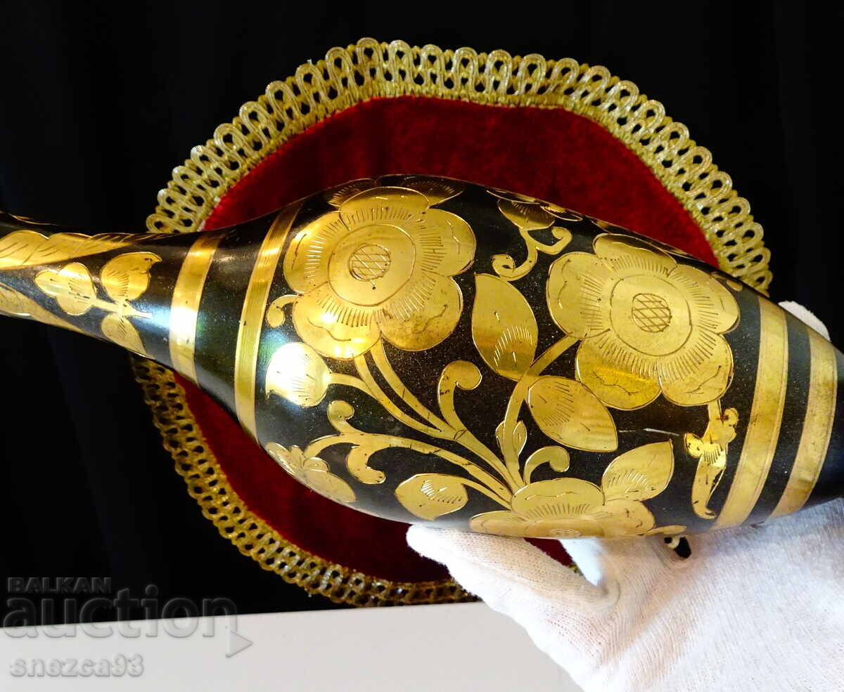 Δημοπρασία Χάλκινο βάζο, επιχρύσωση, σμάλτο, 38 εκ., 870 γρ