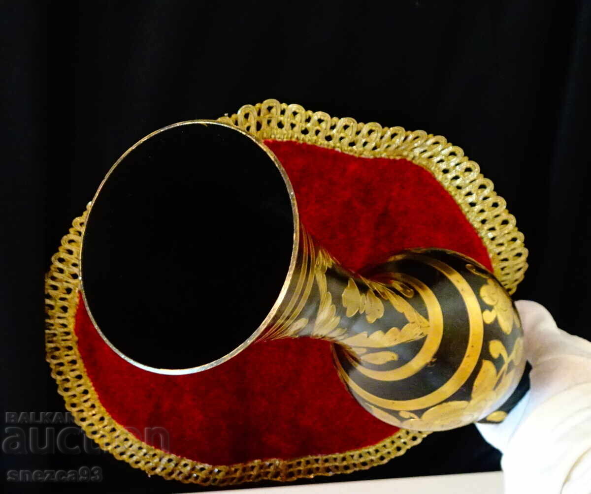 Χάλκινο βάζο, επιχρύσωση, σμάλτο, 38 εκ., 870 γρ - 5