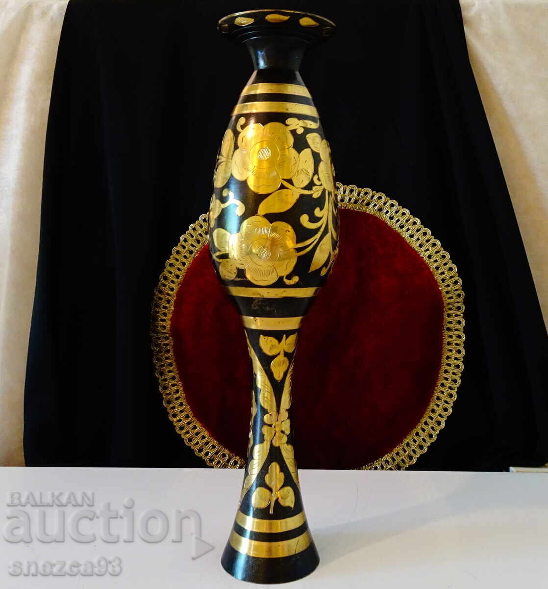 Χάλκινο βάζο, επιχρύσωση, σμάλτο, 38 εκ., 870 γρ - 7