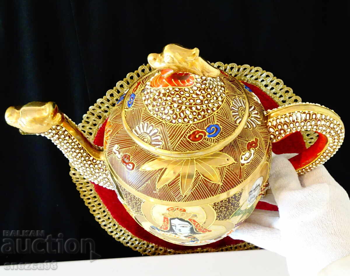 Japanese Satsuma porcelain, Dragon, gold, 1.5 liters - 5