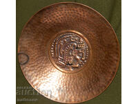 Plachetă din cupru, basorelief, panou de perete, figură stilizată