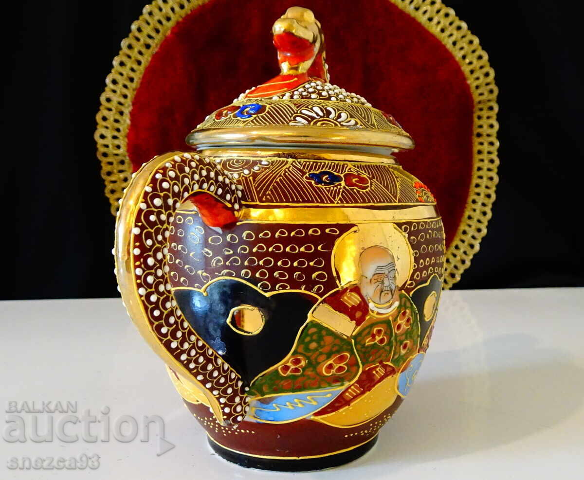 Κανάτα ιαπωνικής πορσελάνης Satsuma, Δράκος, χρυσός, 500 ml - 5