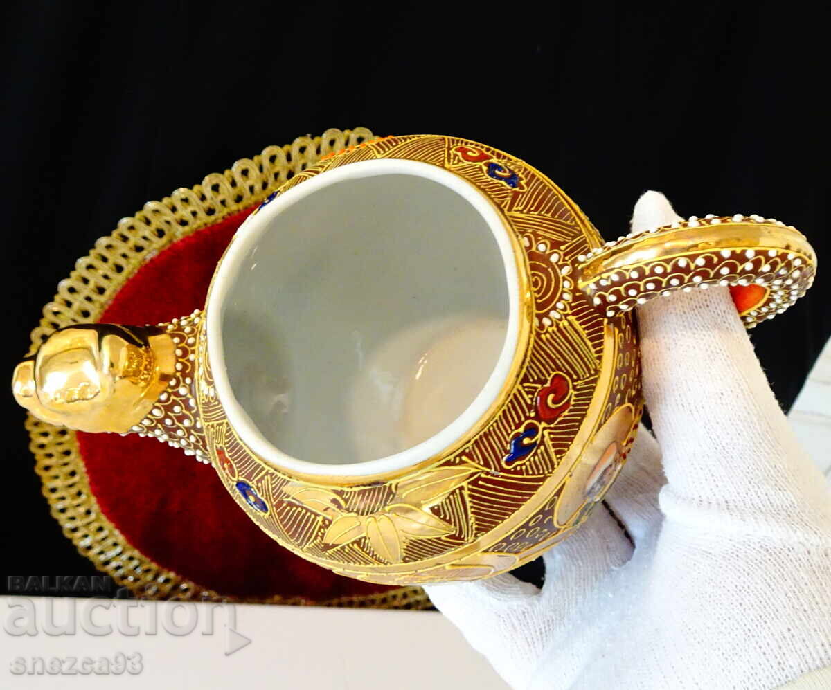 Κανάτα ιαπωνικής πορσελάνης Satsuma, Δράκος, χρυσός, 500 ml - 6