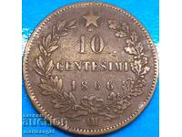 10 Centesimi 1866 Italy OM Bronze - RARE