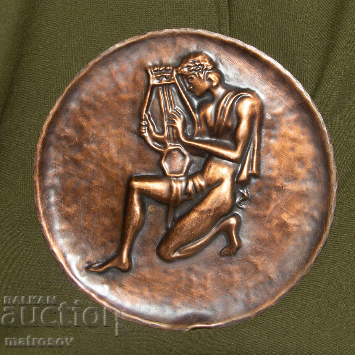 Copper plaque bas-relief, Orpheus playing his lyre with price 100.00 BGN | € 51.13 Copper plaque bas-relief, Orpheus playing his lyre with price 100.00 BGN | € 51.13