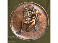 Plachetă de bronz basorelief, Orfeu cântând la liră