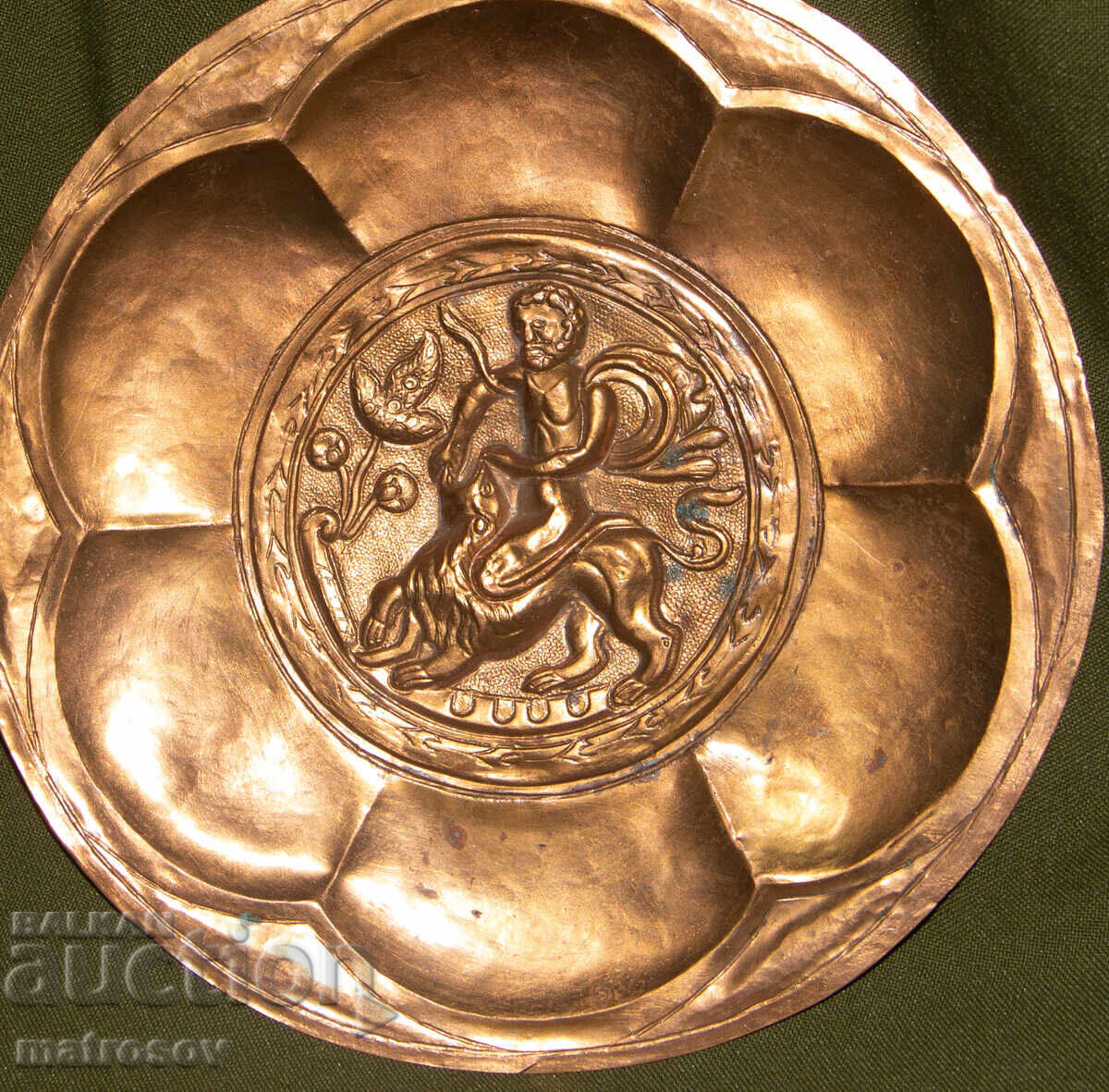 Auction  Honey plaque bas-relief wall panel stylized figure Hercules