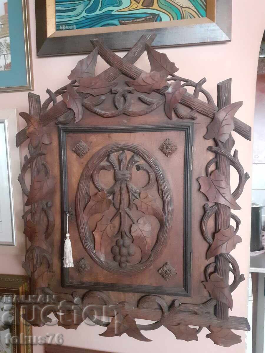 Vechi dulap rar antic din lemn pentru chei Pădurea Neagră - 6