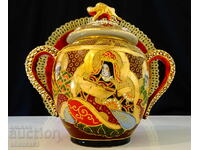 Zaharnieră porțelan japonez Satsuma, Dragon, aur, 600 ml