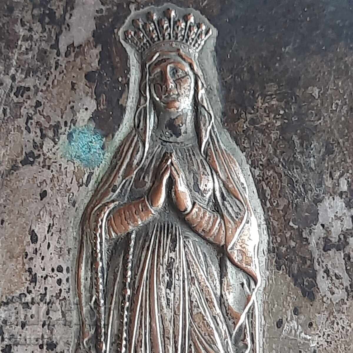Livrarea Aplicație bronzată argintată cu temă religioasă Livrarea Aplicație bronzată argintată cu temă religioasă