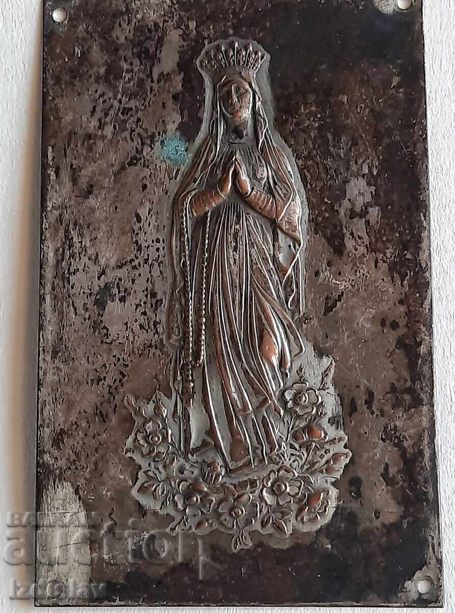 Aplicație bronzată argintată cu temă religioasă Aplicație bronzată argintată cu temă religioasă