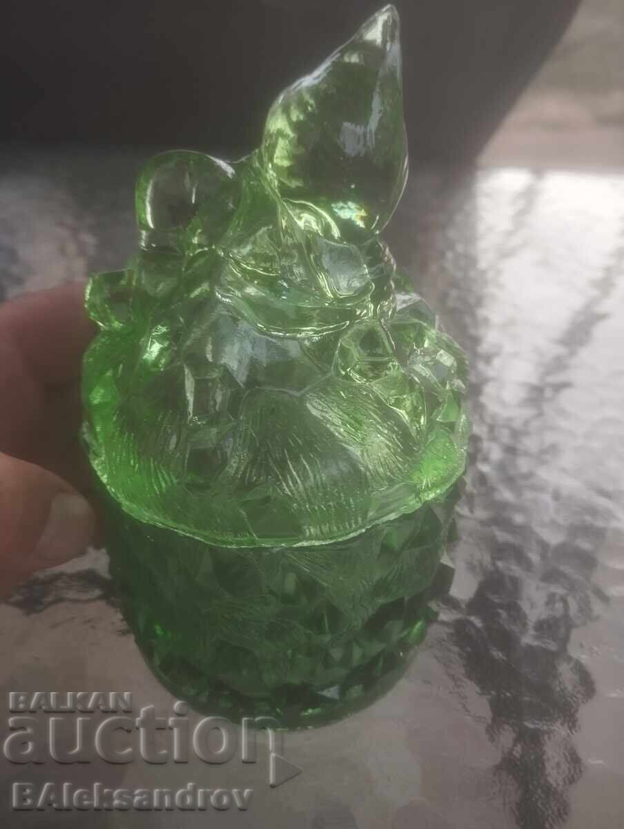 Sugar bowl, colored glass with price 28.00 BGN | € 14.32