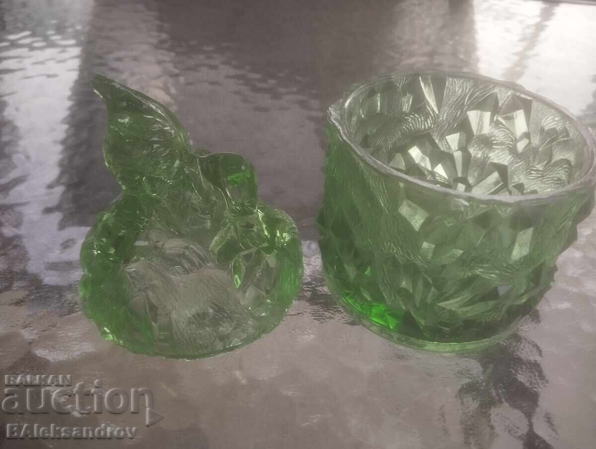 Sugar bowl, colored glass - 7