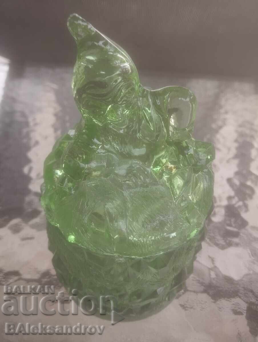 Sugar bowl, colored glass