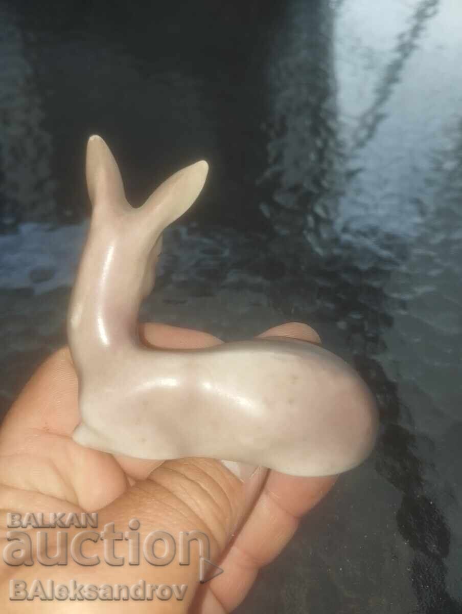 Porcelain fawn with a marking rod - 6