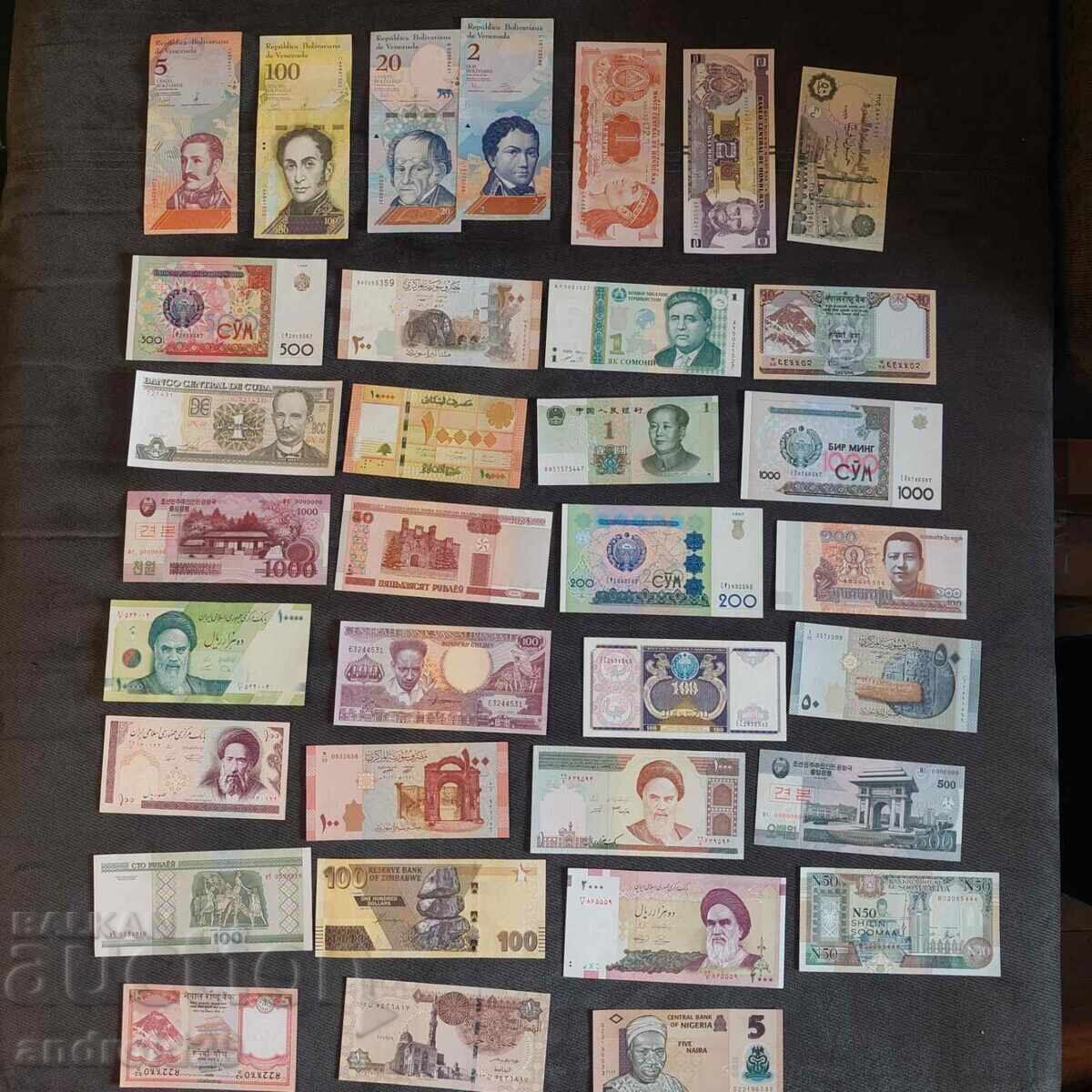 Licitație Lot 100 bucăți Bancnote din întreaga lume / 100 buc / UNC