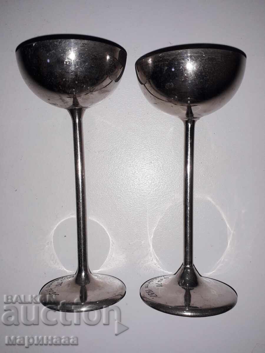 OLD CUPS. SILVER-PLATED BRONZE