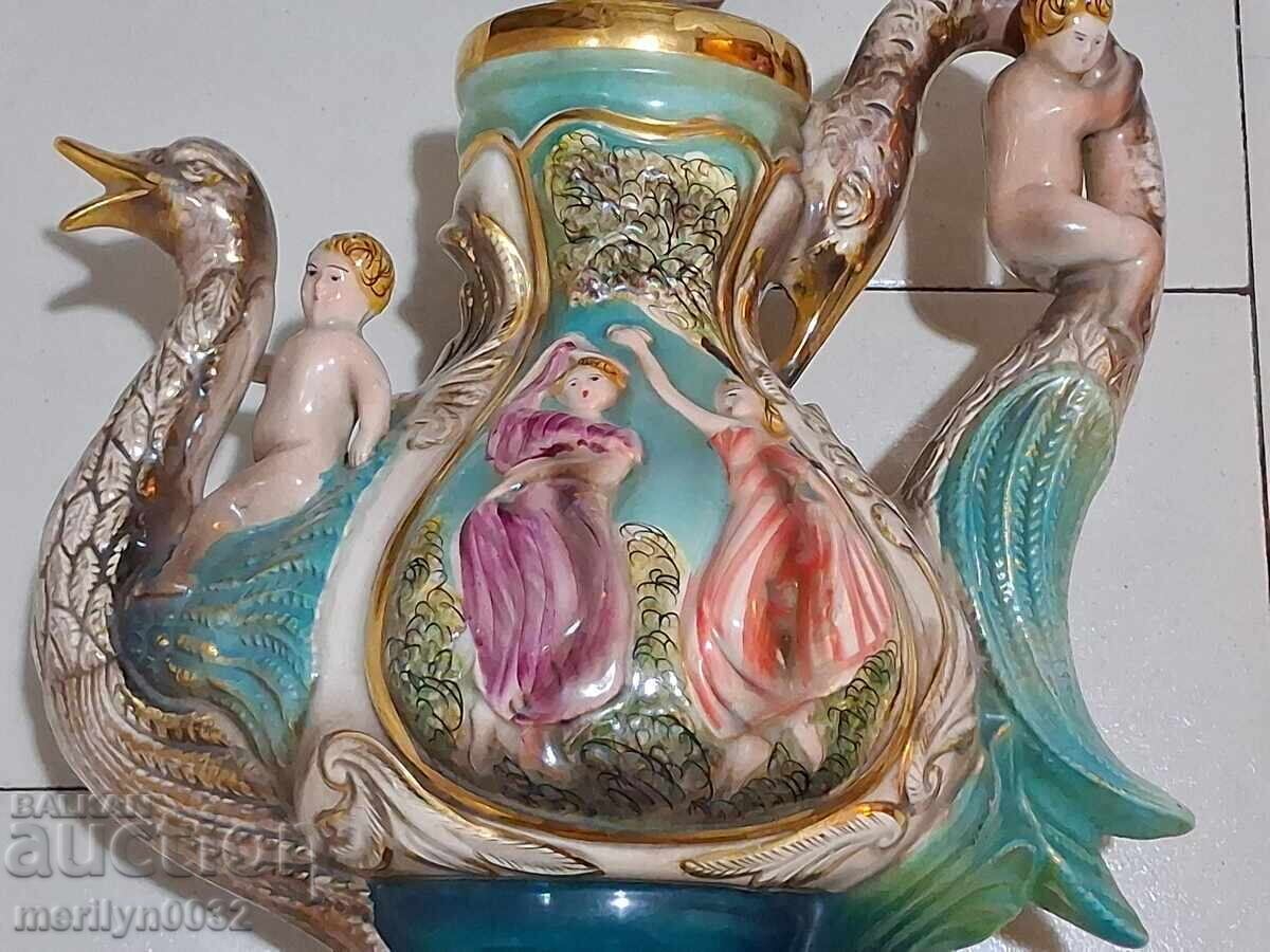 Δημοπρασία Βελγική κανάτα πορσελάνης 19ου αιώνα μαγιόλικα