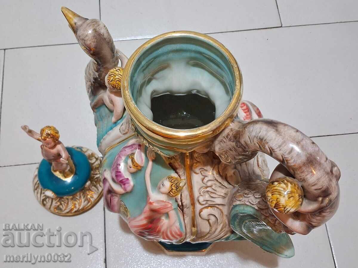 Βελγική κανάτα πορσελάνης 19ου αιώνα μαγιόλικα - 5