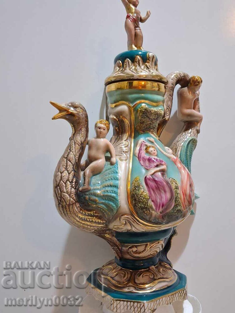 Βελγική κανάτα πορσελάνης 19ου αιώνα μαγιόλικα - 6