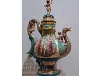 19th Century Belgian Majolica Porcelain Pitcher