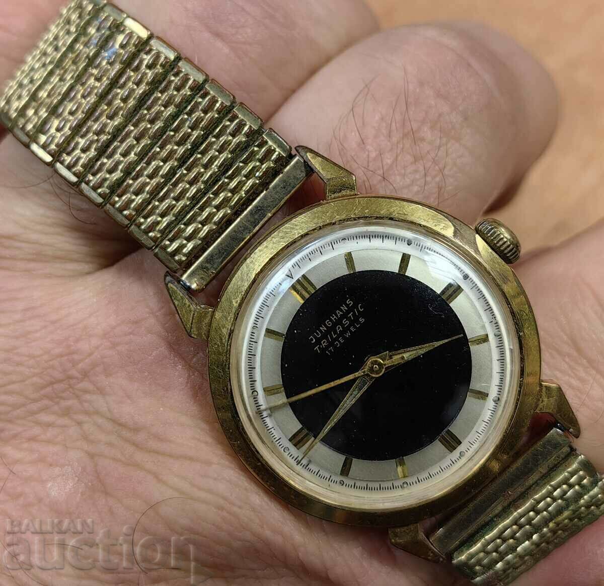 ΣΠΑΝΙΟ ΑΝΔΡΙΚΟ ΡΟΛΟΙ JUNGHANS TRILASTIC CRAB GOLD - 7