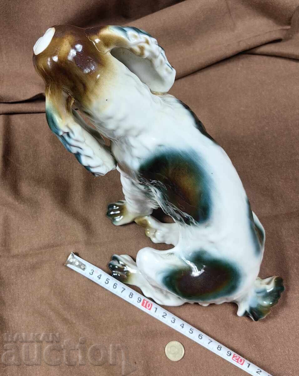 HUGE PORCELAIN DOG FIGURE STATUETTE MARKED HEALTHY with price 165.00 BGN | € 84.36