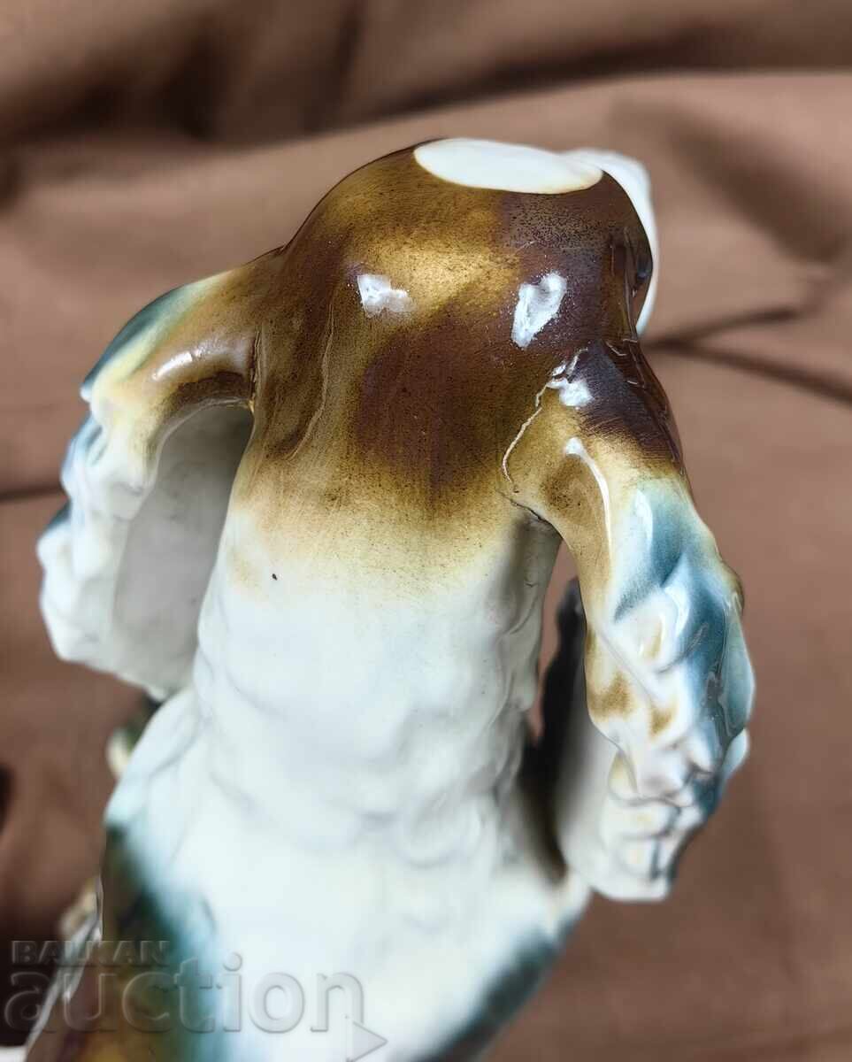 Auction  HUGE PORCELAIN DOG FIGURE STATUETTE MARKED HEALTHY
