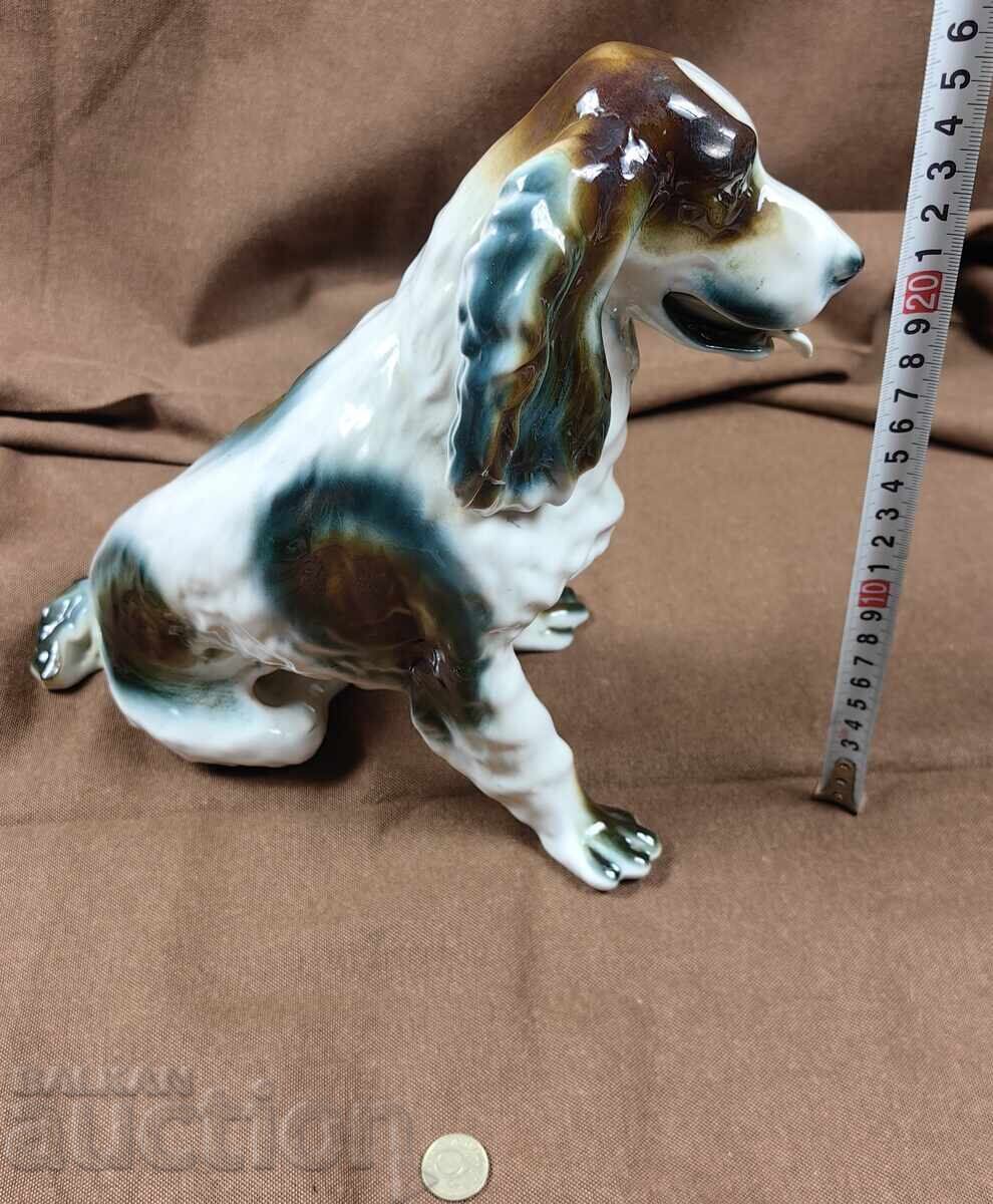 HUGE PORCELAIN DOG FIGURE STATUETTE MARKED HEALTHY - 5