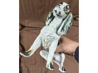 HUGE PORCELAIN DOG FIGURE STATUETTE MARKED HEALTHY