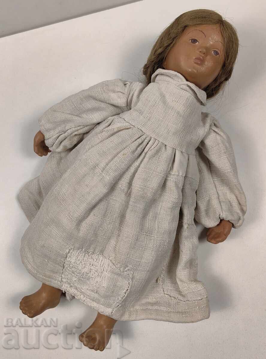 OVER 100-YEAR-OLD LARGE MARKED PAPIER-MÂCHÉ DOLL with price € 69.02 | 134.99 BGN OVER 100-YEAR-OLD LARGE MARKED PAPIER-MÂCHÉ DOLL with price € 69.02 | 134.99 BGN