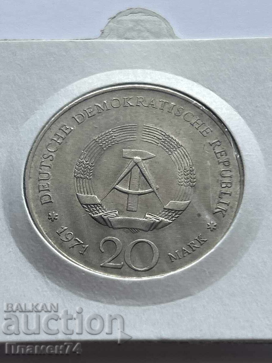 20 μάρκα 1971 Γερμανία Ανατολική Γερμανία Χάινριχ Μαν με τιμή 6.00 BGN | € 3.07