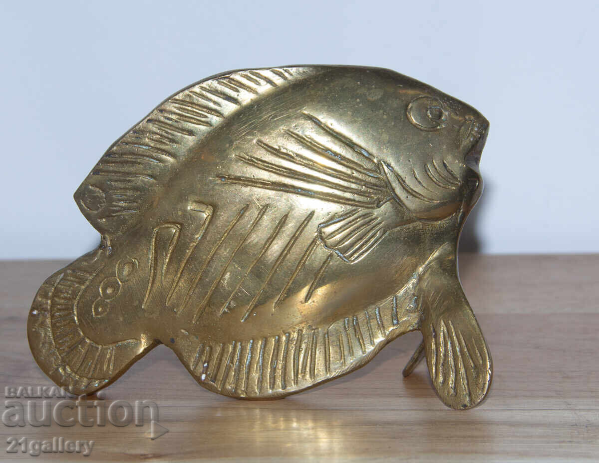 Δημοπρασία Αυθεντικό μπρούτζινο γλυπτό, πλαστικό ψάρι