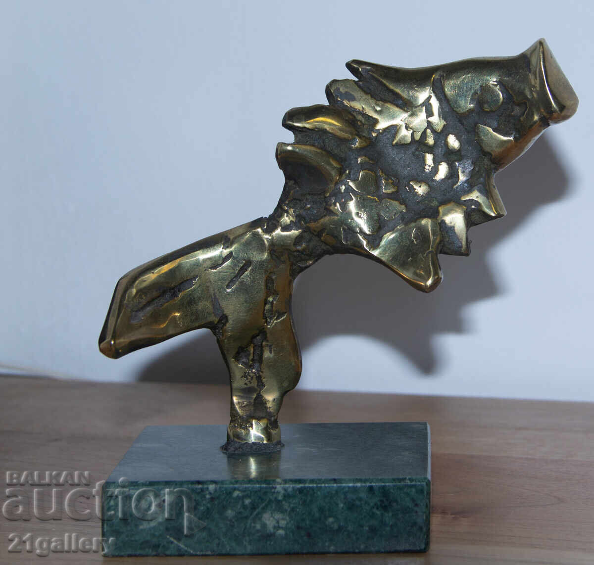 Δημοπρασία Αυθεντικό μπρούτζινο γλυπτό, πλαστικό στυλιζαρισμένο ψάρι