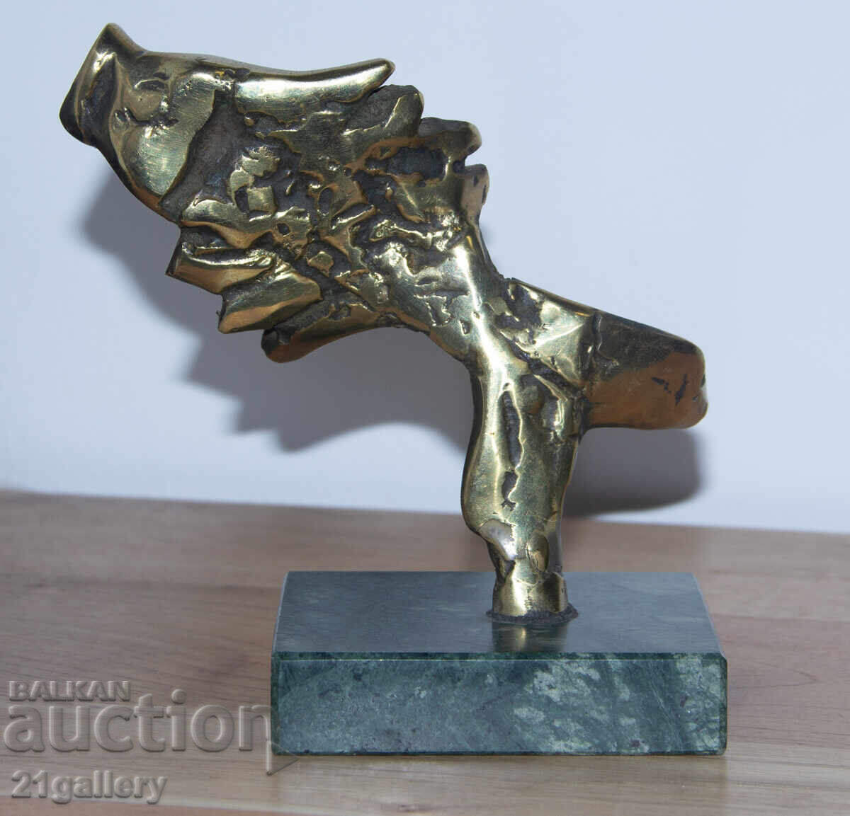 Αυθεντικό μπρούτζινο γλυπτό, πλαστικό στυλιζαρισμένο ψάρι - 5