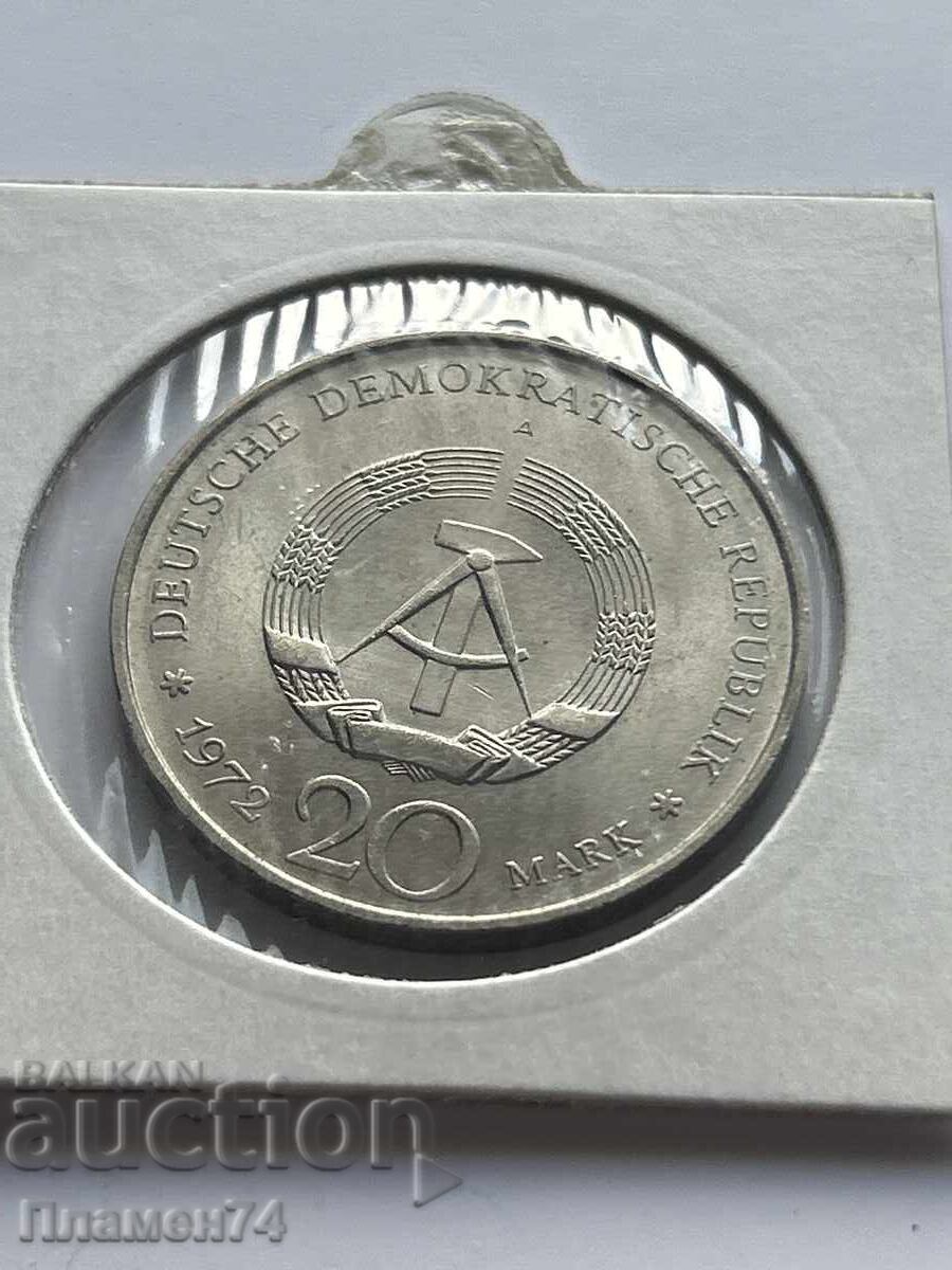 20 μάρκα 1972 Γερμανία ΓΛΔ Φρειδερίκος Σίλλερ με τιμή 6.00 BGN | € 3.07