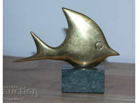 Sculptură de bronz originală, plastică pește stilizat
