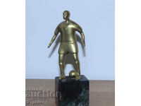 Original Bronze Sculpture, Plastic, Football Player with Ball