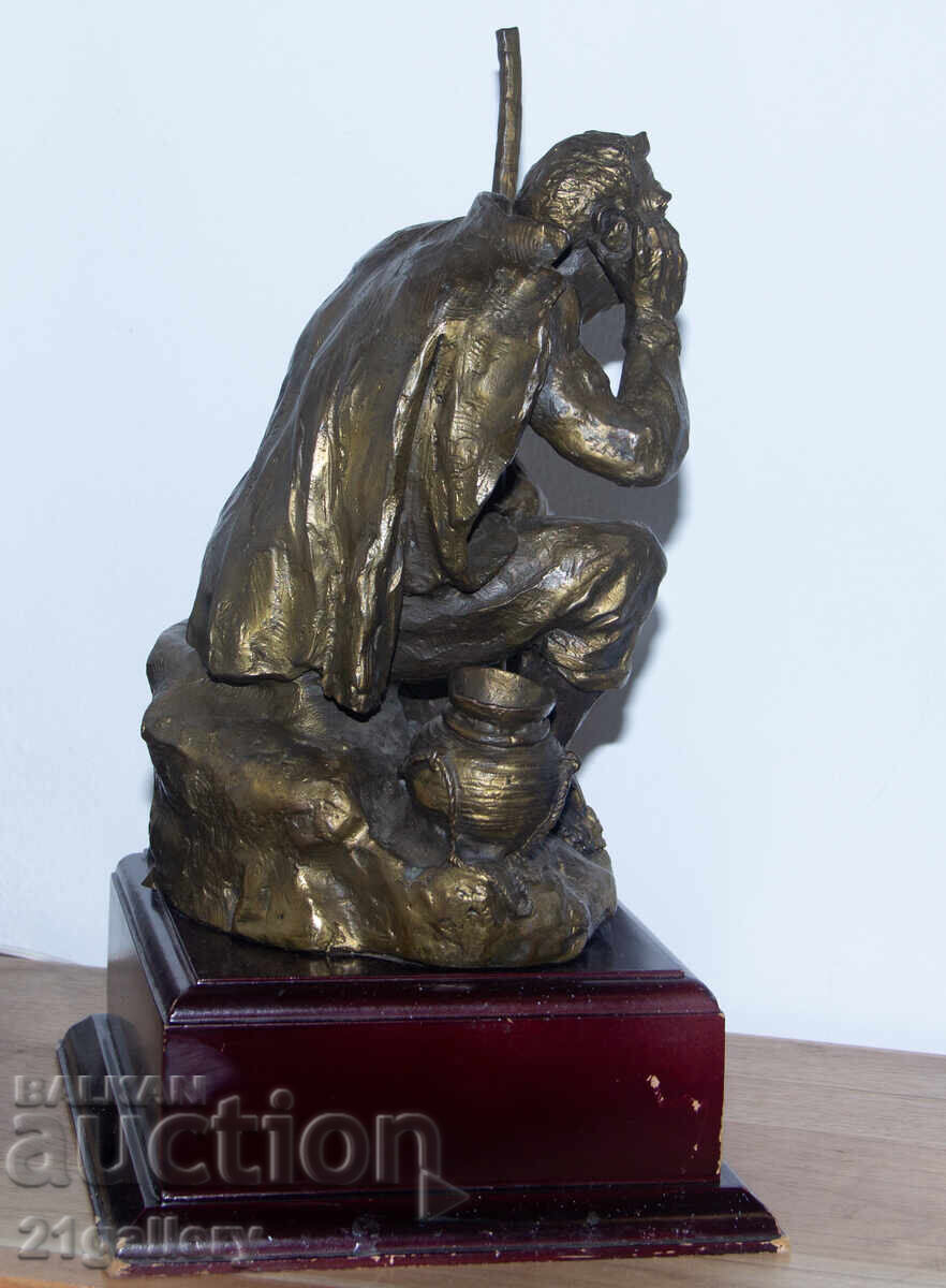 Sculptură plastică din bronz, autor, figură masculină - 7