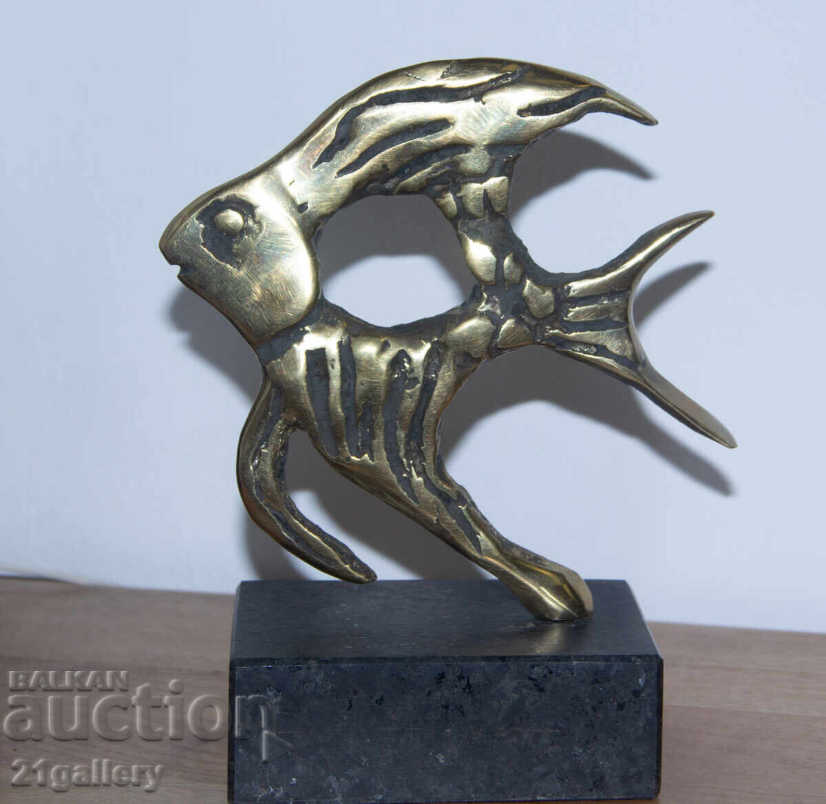 Sculptură din bronz originală, plastică, pește stilizat - 5