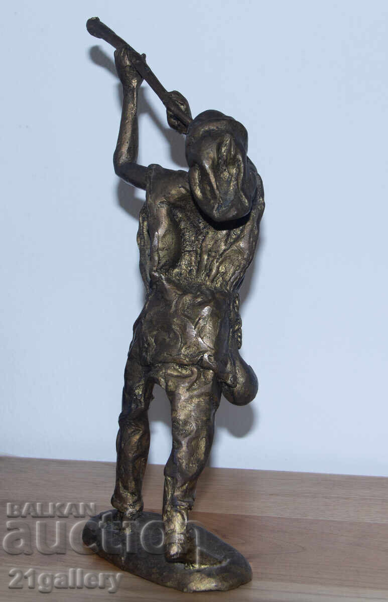 Αυθεντικό χάλκινο γλυπτό, αγαλματίδιο αγοριού με φλογέρα - 7