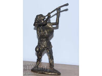 Sculptură din bronz originală, statuetă băiat cu flaut