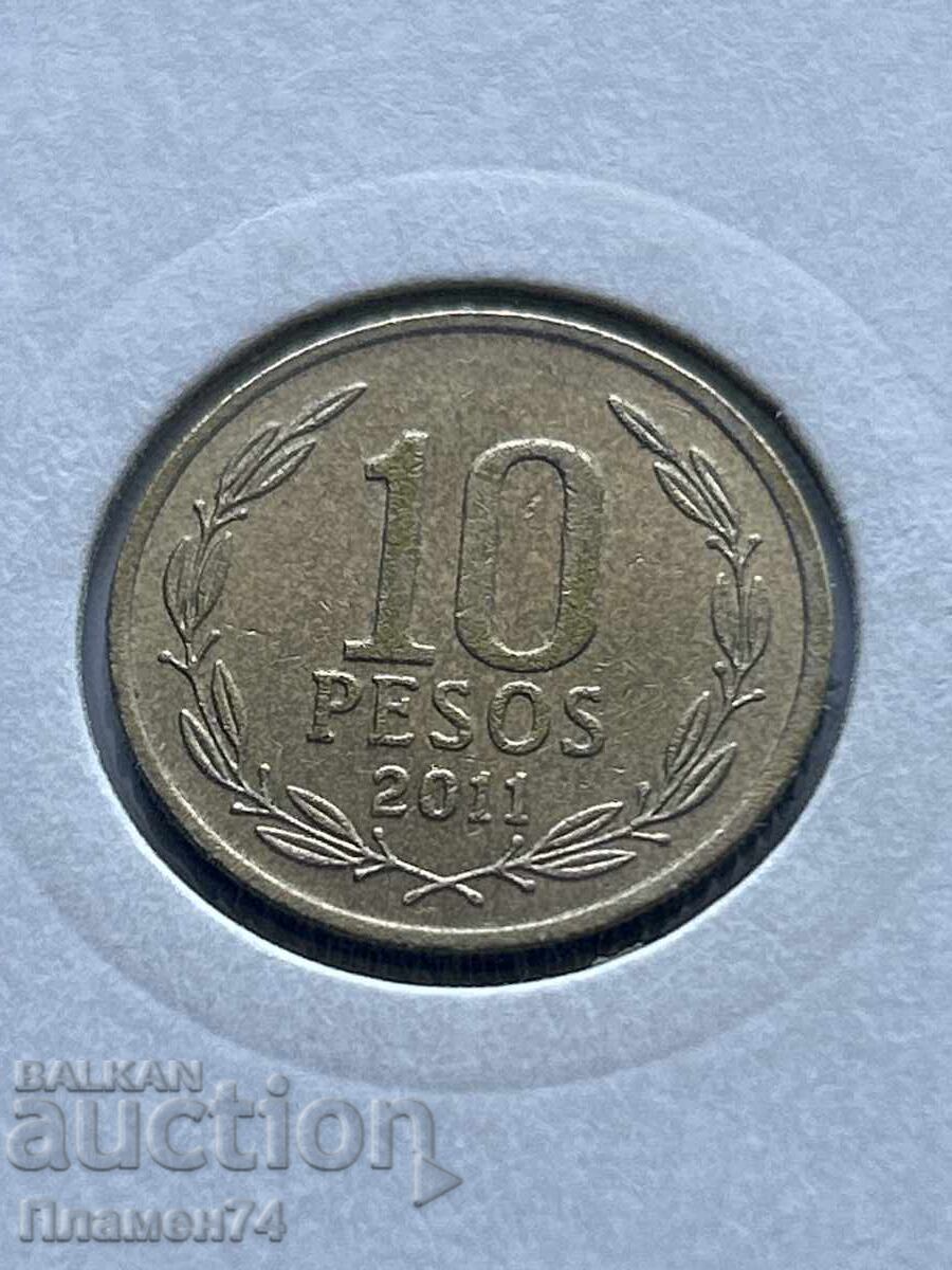 10 πέσος 2011 Χιλή με τιμή 1.00 BGN | € 0.51