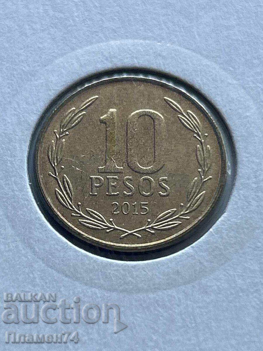 10 Pesos 2015 Chile with price 1.00 BGN | € 0.51