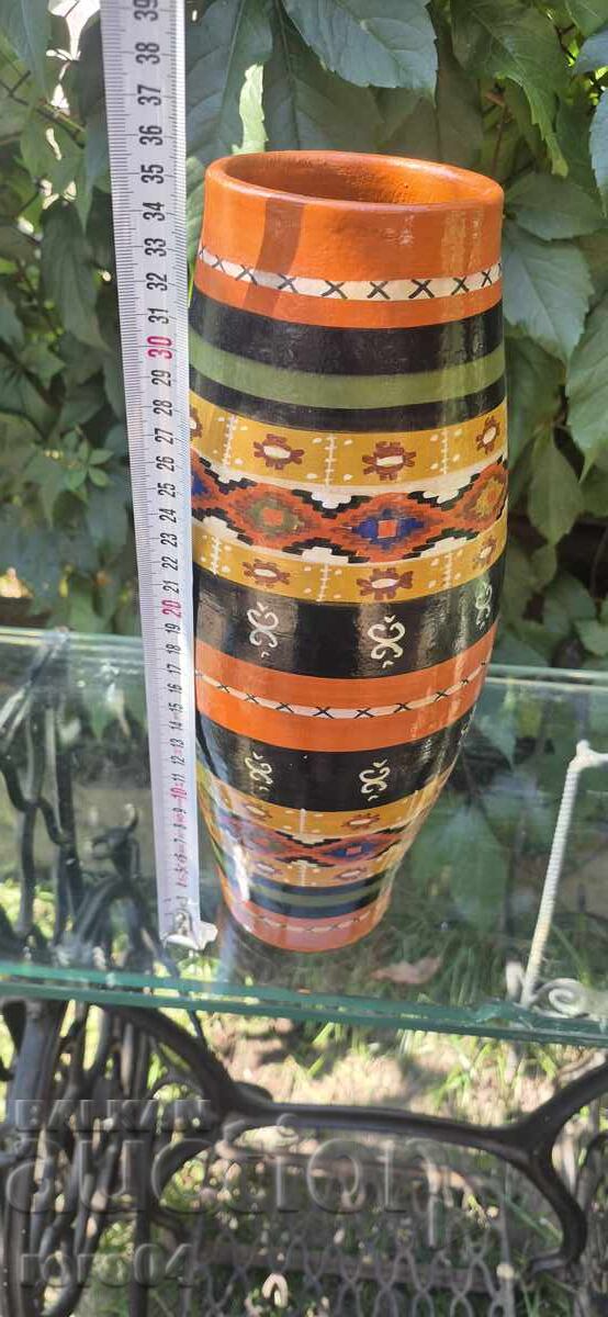 КРАСИВА СТАРА ГОЛЯМА БЪЛГАРСКА КЕРАМИЧНА ВАЗА - 5