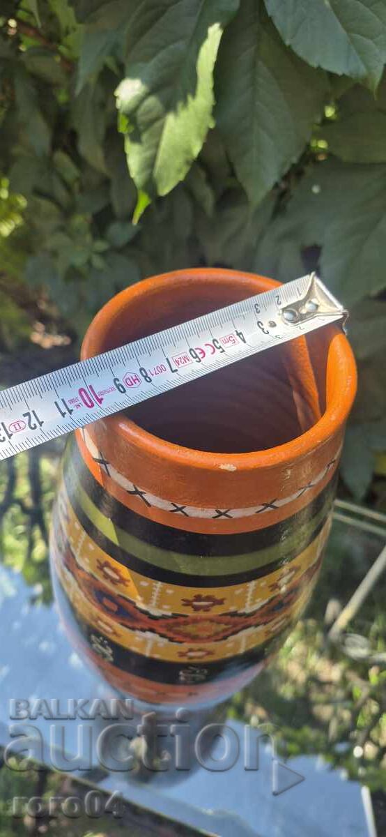 КРАСИВА СТАРА ГОЛЯМА БЪЛГАРСКА КЕРАМИЧНА ВАЗА - 6