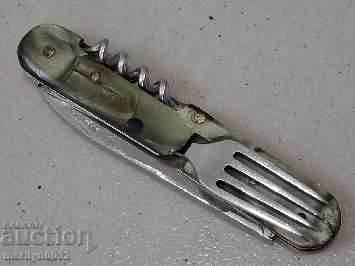 Παλιά πηρούνι "Σφυρί και δρεπάνι", τιρμπουσόν, μαχαίρι - 5